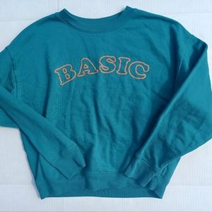 Common Threads Teal & Orange BASIC Message Graphic Print Semi Cropped Sweatshirt